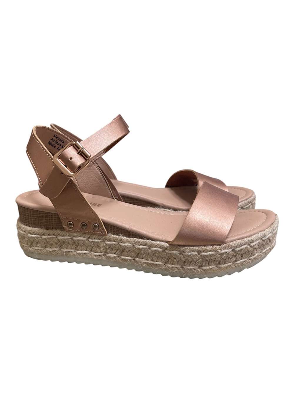 CUSHIONAIRE Women's Melissa Espadrille Wedge Sandal Rose Gold Size 8M